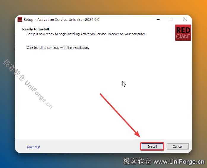 点击【Install】（安装完成会自动退出）。