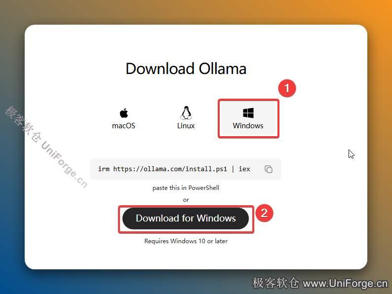 2-2.选择【Windows】，点击【Download……】等待下载完成。